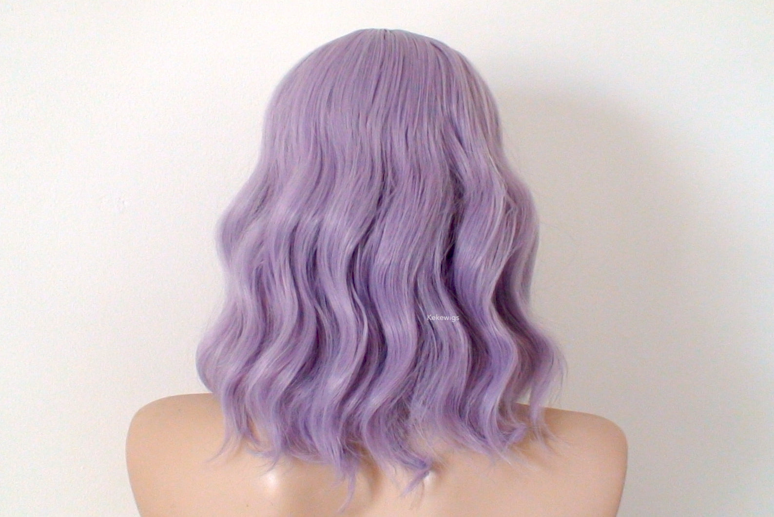 16" Pastel Smoky Lavender Short Wavy Hair Wig