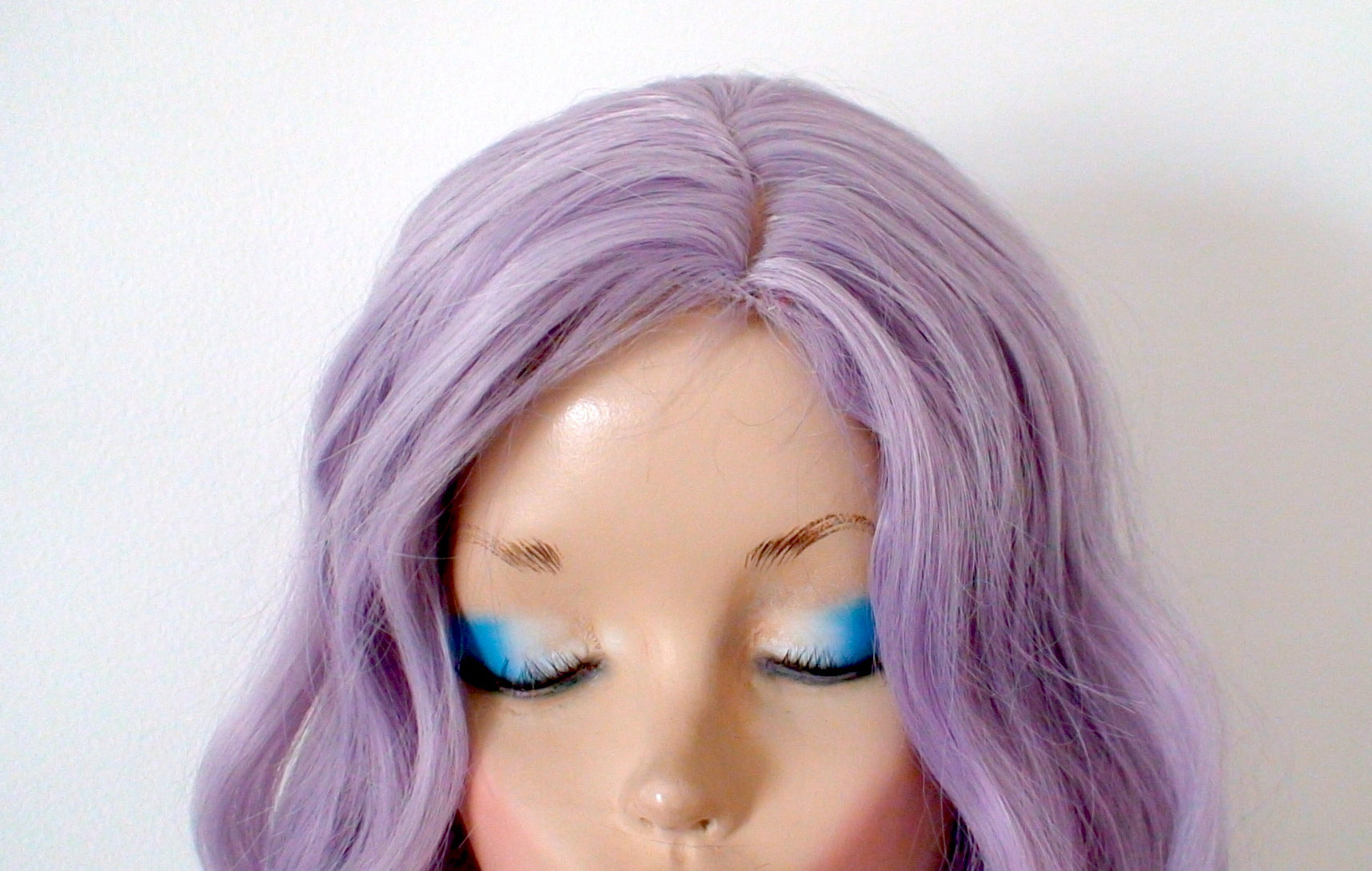 16" Pastel Smoky Lavender Short Wavy Hair Wig