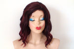 Load image into Gallery viewer, 16&quot; Wine Red Ombre Short Wavy Hair with Bangs Wig
