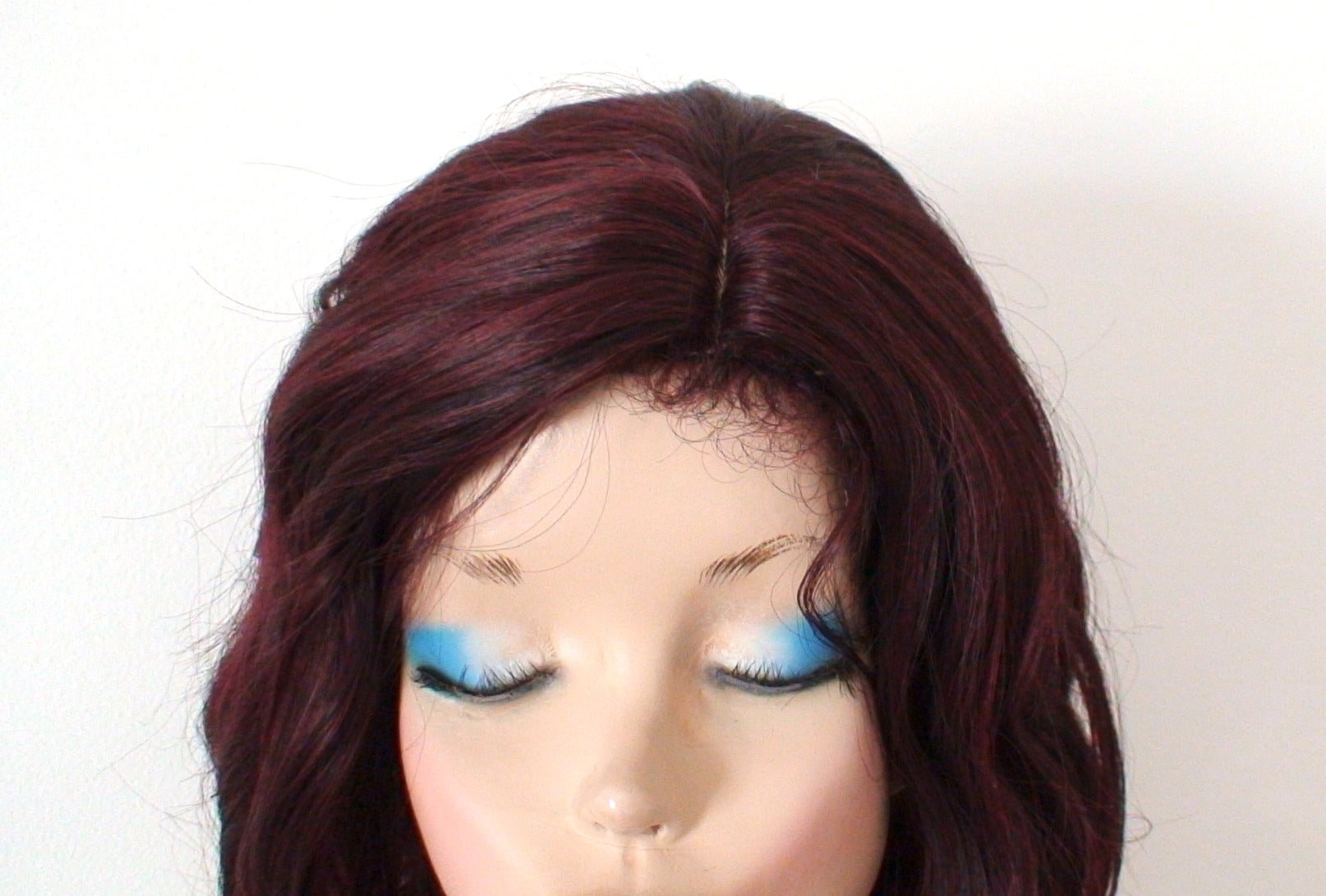 16" Wine Red Ombre Short Wavy Hair with Bangs Wig