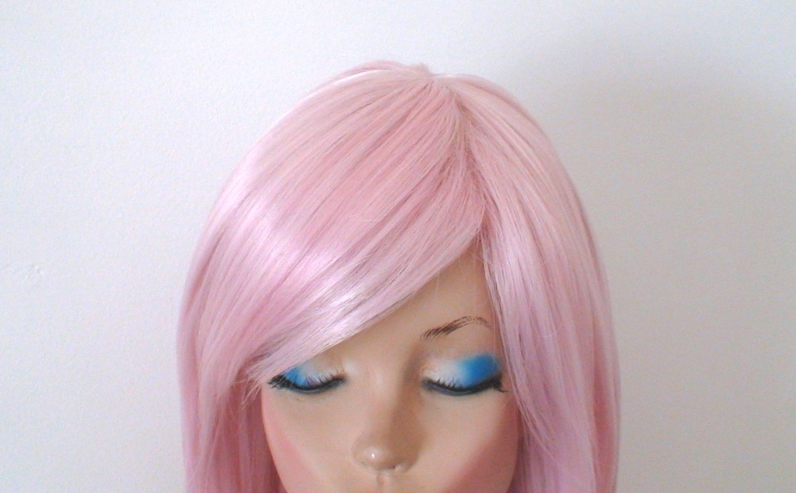 16" Pastel Pink Straight Hair with Side Bangs Wig