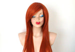 Load image into Gallery viewer, 28&quot; Ginger Orange Long straight Layered Hair Side Bangs Wig
