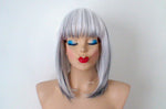 Load image into Gallery viewer, 16&quot; Straight Snow White Black Ombré Wig
