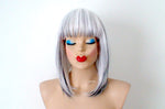 Load image into Gallery viewer, 16&quot; Straight Snow White Black Ombré Wig
