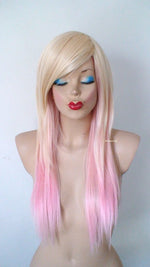 Load image into Gallery viewer, 24&quot; Blonde Pink Ombre Straight Hair Side Bangs Wig
