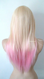 Load image into Gallery viewer, 24&quot; Blonde Pink Ombre Straight Hair Side Bangs Wig
