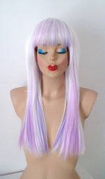 Load image into Gallery viewer, 24&quot;&quot; Straight White Lavender Lilac Purple Ombré Wig
