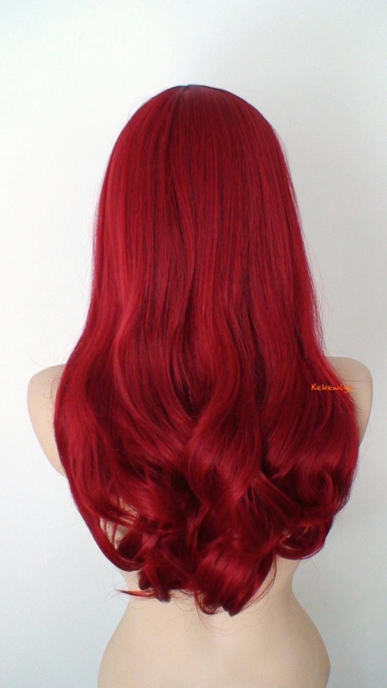 Wine Red Pin-up Custom Wig. U Shape Bangs Wig.