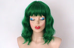 Load image into Gallery viewer, 16&quot; Green Short Wavy Hair with bangs Wig
