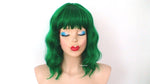 Load image into Gallery viewer, 16&quot; Green Short Wavy Hair with bangs Wig
