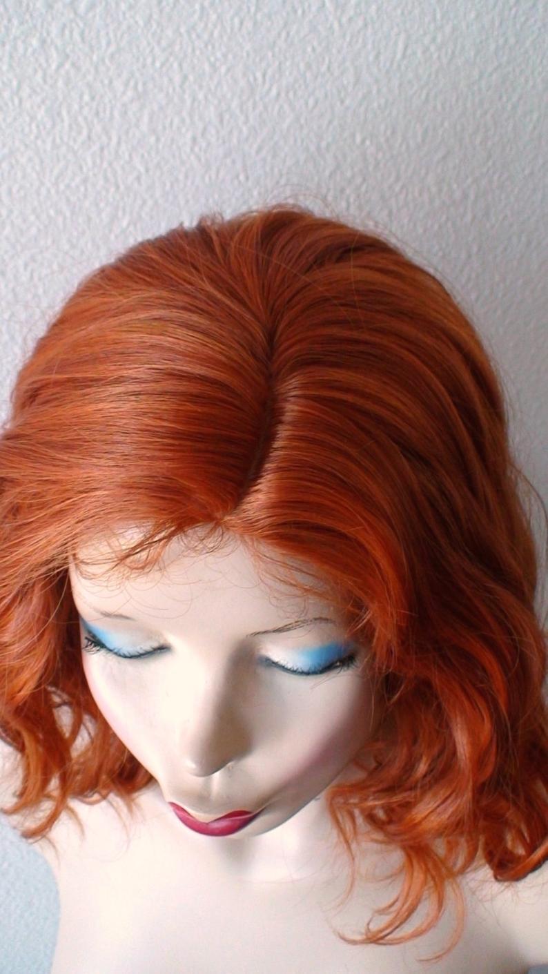 16" Ginger Orange Short Wavy Hairstyle Wig