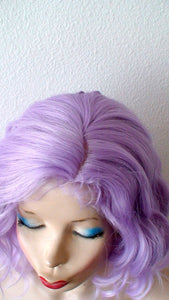 16" Pastel Lavender Ombre Short Wavy Hairstyle Wig