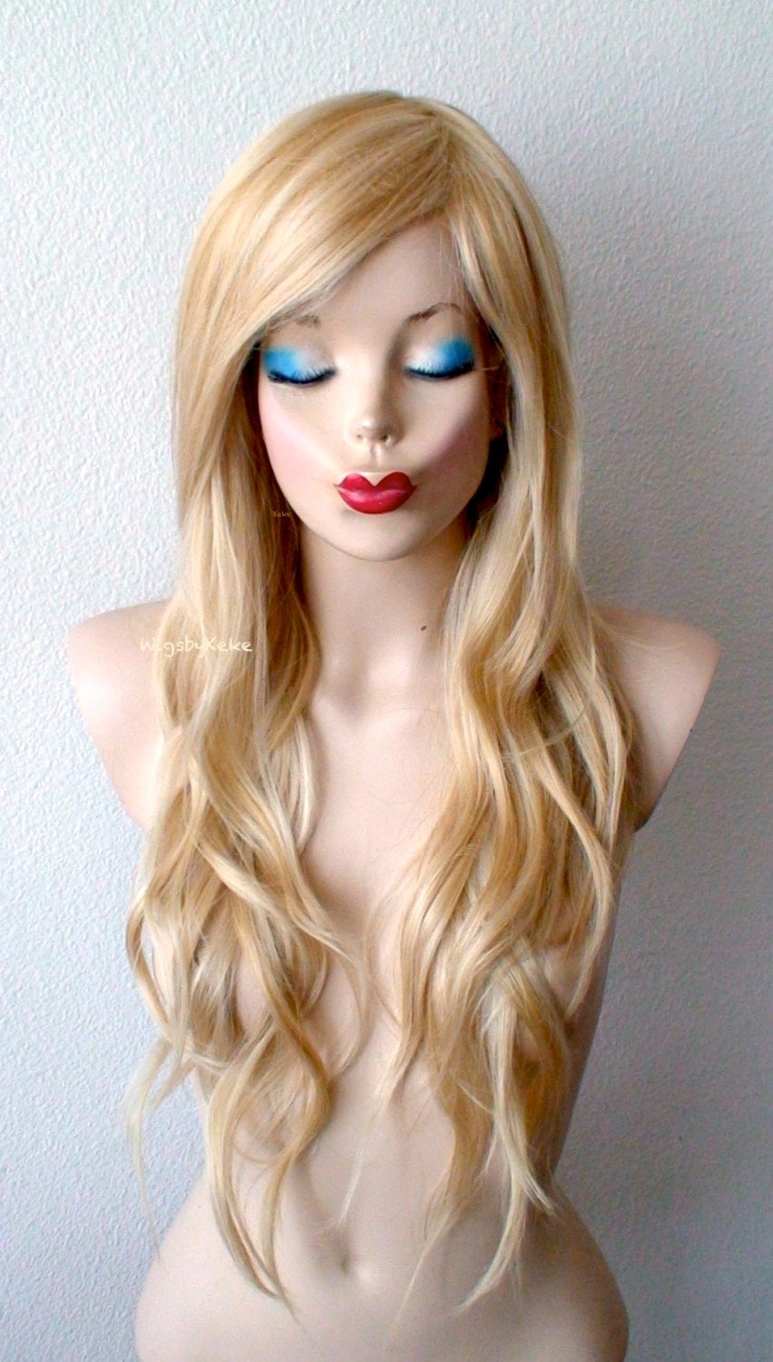 26" Lace front Golden Blonde Wavy Hair Wig