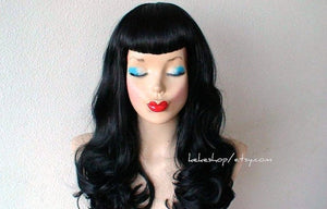 Black Pin-up Custom Wig. U Shape Bangs Wig.