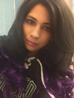 Load image into Gallery viewer, 26&quot; Lace Front Black-Purple Ombre Long Curly Hair Long Side Bangs Wig
