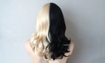 Load image into Gallery viewer, 20&quot; Blonde-Black Side by Side Short Wavy Hair with Bangs Wig
