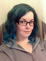 Load image into Gallery viewer, 16&quot; Pastel Teal Blue Ombre Short Wavy Hairstyle Wig
