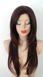 27" Auburn Ombre Long Straight Soft Layered Wig