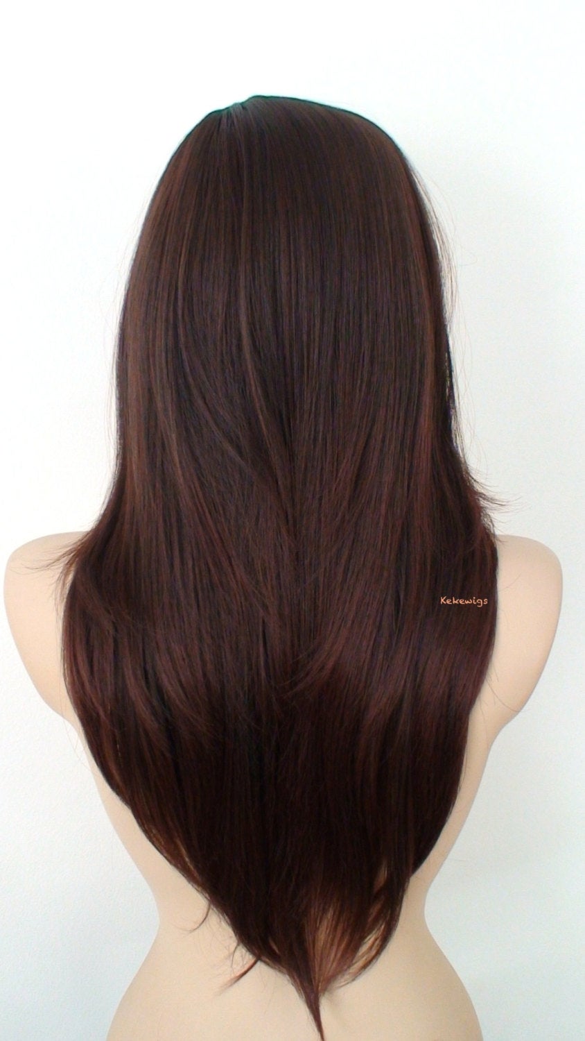 27" Auburn Ombre Long Straight Soft Layered Wig