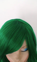 Load image into Gallery viewer, 26&quot; Lace Front Irish Green Long Curly Hair Long Side Bangs Wig
