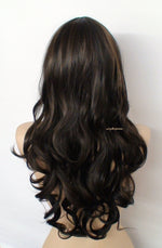 Load image into Gallery viewer, 26&quot; Chocolate Brown Long Curly Hair with Bangs Wig
