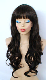 Load image into Gallery viewer, 26&quot; Chocolate Brown Long Curly Hair with Bangs Wig
