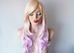 Load image into Gallery viewer, 24&quot; Blonde Pastel Lavender Ombre Long Curly Hair Side Bangs Wig
