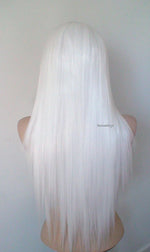 Load image into Gallery viewer, 28&quot; Lace Front Snow White Long Straight Hair Long Side Bangs Wig
