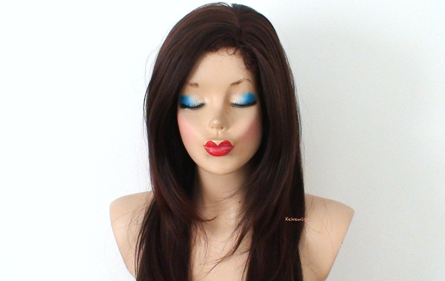 27" Auburn Ombre Long Straight Soft Layered Wig