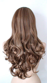 Load image into Gallery viewer, 26&quot; Brown Ash Blonde Highlight Long Curly Hair with Bangs Wig
