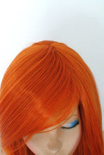 Load image into Gallery viewer, 26&quot; Orange Long Curly Hair Long Side Bangs Wig
