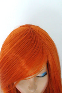 26" Orange Long Curly Hair Long Side Bangs Wig
