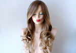 Load image into Gallery viewer, 26&quot; Brown Ash Blonde Ombre Long Curly Hair with Side Bangs Wig
