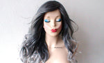 Load image into Gallery viewer, 26&quot; Lace Front Gray Ombre Long Curly Hair Long Side Bangs Wig
