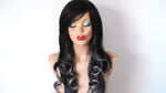 Load image into Gallery viewer, 26&quot; Black Gray Ombre Long Curly Hair Side Bangs Wig
