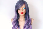 Load image into Gallery viewer, 26&quot; Pastel Blue Lavender Ombre Long Curly Hair Long Side Bangs Wig
