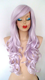 Load image into Gallery viewer, 26&quot; Metallic Lavender Long Curly Hair Long Side Bangs Wig
