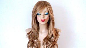 26" Butterscotch Long Curly Hair Long Side Bangs Wig