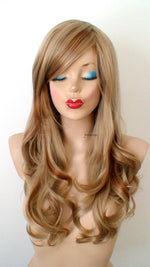 Load image into Gallery viewer, 24&quot; Dirty blonde /Brown/ Auburn wig. Curly Hair Side Bangs Wig
