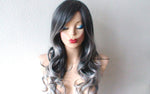 Load image into Gallery viewer, 26&quot; Gray Ombre Long Curly Hair Long Side Bangs Wig
