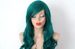 Load image into Gallery viewer, 26&quot; Forest Green Long Curly Hair Long Side Bangs Wig
