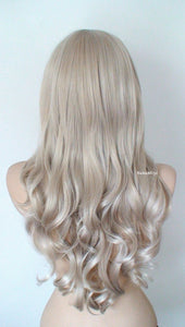 26" Ash Blonde Long Curly Hair with Bangs Wig