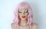 Load image into Gallery viewer, 16&quot; Pastel Pink Short Wavy Hair with bangs Wig
