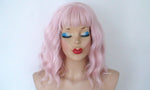 Load image into Gallery viewer, 16&quot; Pastel Pink Short Wavy Hair with bangs Wig
