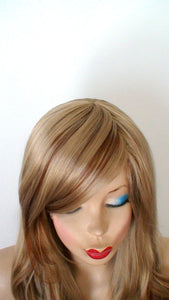 24" Dirty blonde /Brown/ Auburn wig. Curly Hair Side Bangs Wig