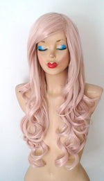 Load image into Gallery viewer, 26&quot; Lace Front Antique Pink Long Curly Hair Side Bangs Wig
