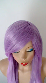 Load image into Gallery viewer, 28&quot; Pastel Lavender Ombre Long Straight Layered Hair Long side Bangs Wig
