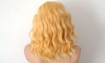 Load image into Gallery viewer, 16&quot; Lace Front Pastel Yellow Short Wavy Hairstyle Wig
