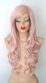 Load image into Gallery viewer, 26&quot; Antique Pink Long Curly Hair Side Bangs Wig
