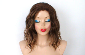 16" Lace Front Brown / Dirty Blonde Ombre Beach Wave Hairstyle Wig